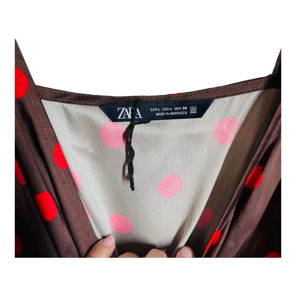 NWOT Zara Red Polka Dot Midi Sleeveless Dress - Picture 5 of 8